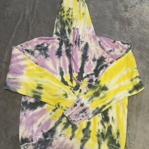 Lavia Yellow and purple‎ tie-dye hoodie with a relaxed fit large